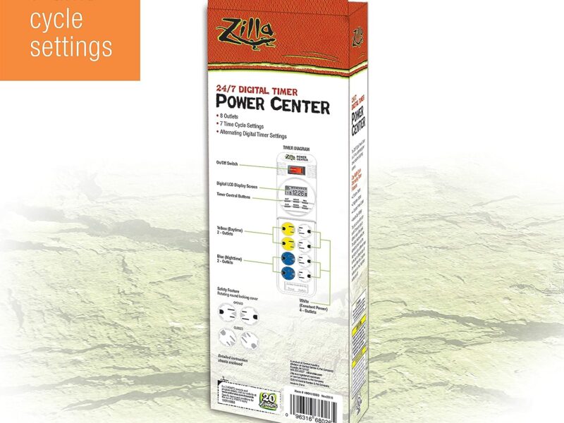 Zilla Reptile Pet Habitat Lighting & Terrarium Heat Power Center Timer, Digital