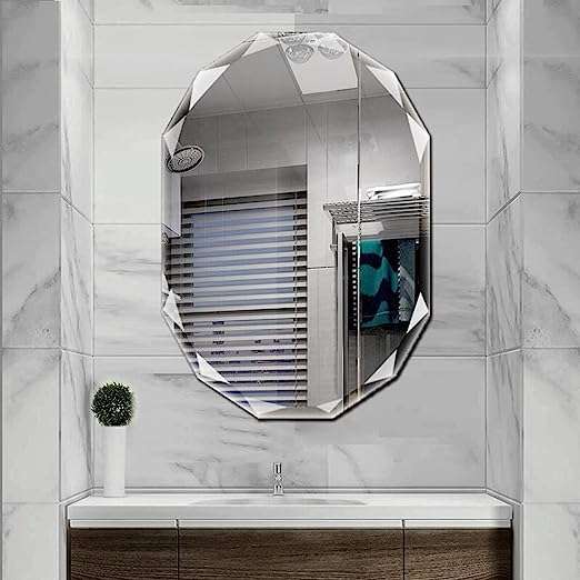SNUGACE Single Beveled Edge Frameless Wall Mount Bathroom Vanity Mirror, 30” X 36”